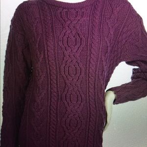 Aran Craft Merino Wool Crewneck Tunic Sweater